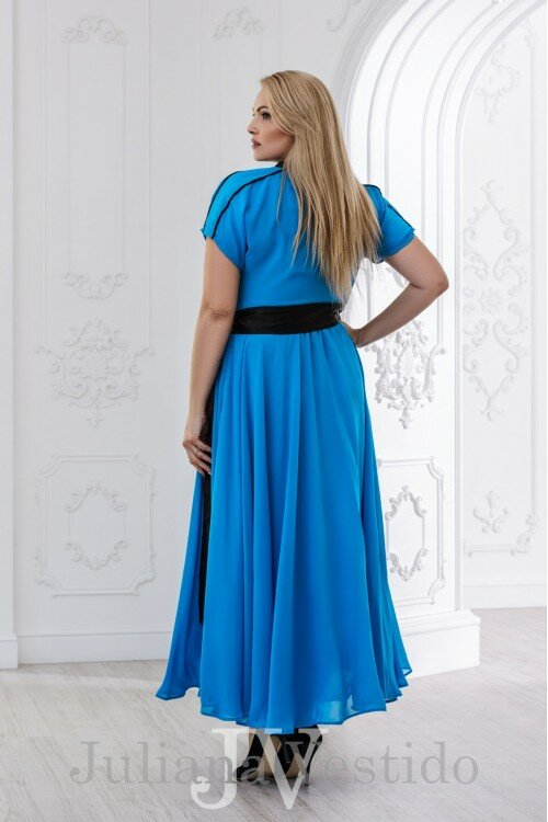 Платье в пол Ирина голубой арт.2832 большое размер